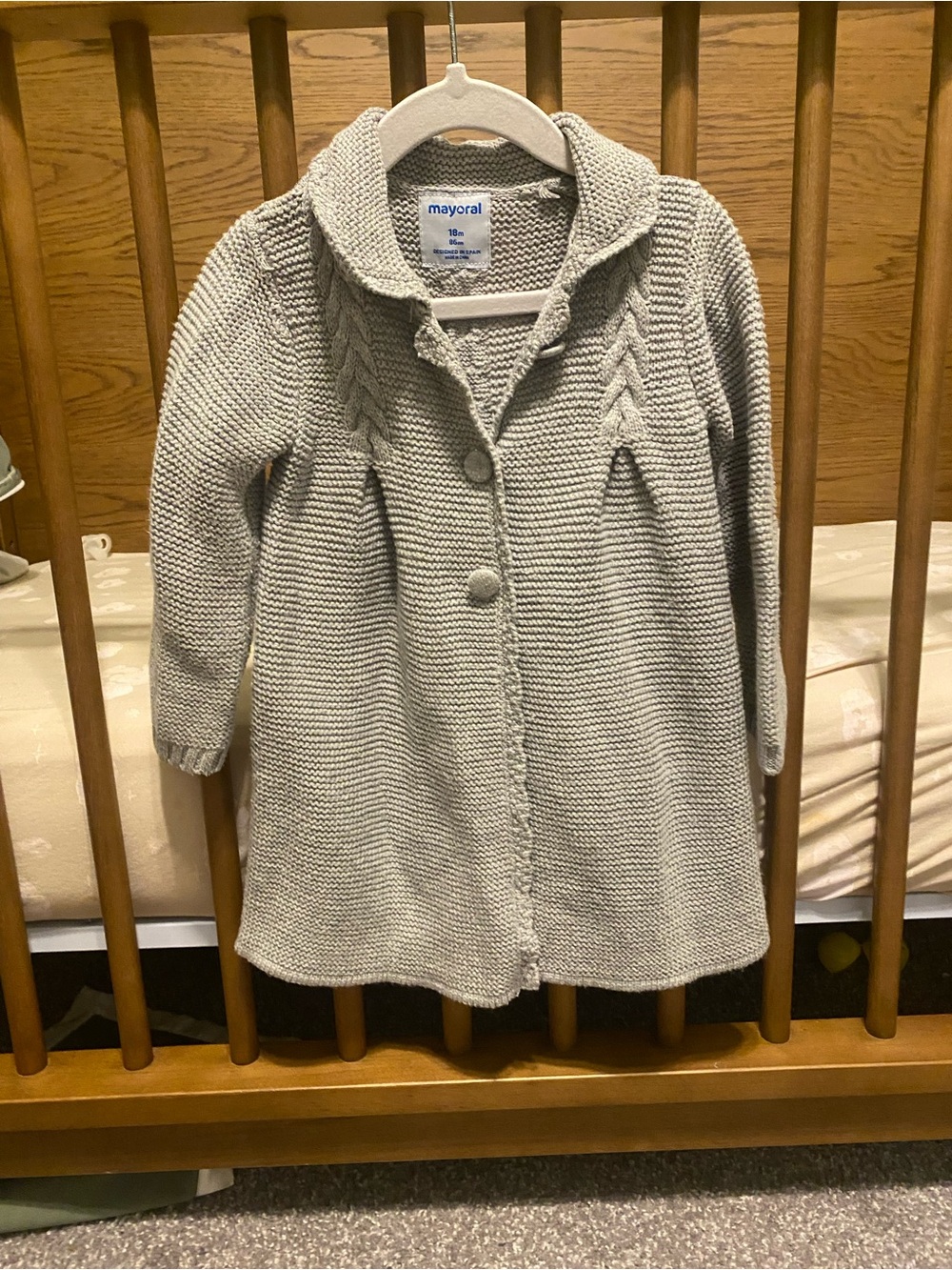 Mayoral Gray Knit Button Cardigan Dress